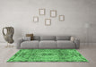 Machine Washable Persian Emerald Green Traditional Area Rugs in a Living Room,, wshtr2250emgrn