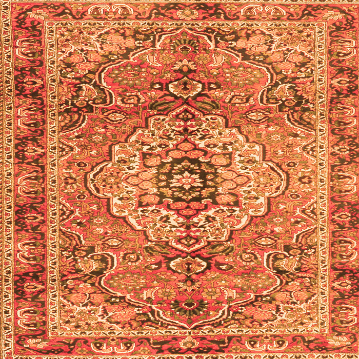 Round Machine Washable Persian Orange Traditional Area Rugs, wshtr2250org