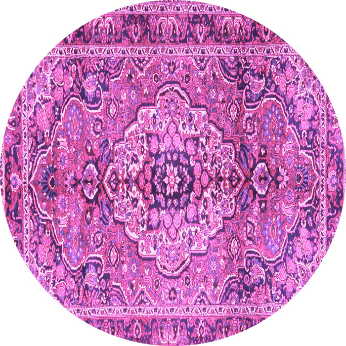 Round Machine Washable Persian Purple Traditional Area Rugs, wshtr2250pur