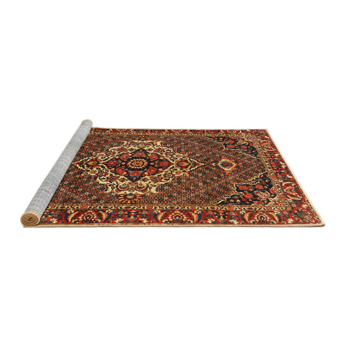Sideview of Machine Washable Traditional Saffron Red Rug, wshtr2251