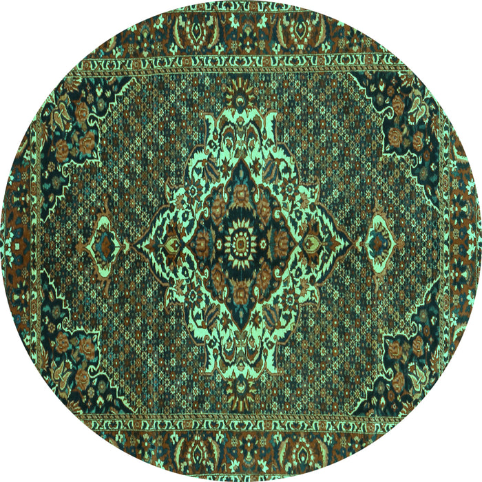 Round Persian Turquoise Traditional Rug, tr2251turq