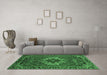 Machine Washable Persian Emerald Green Traditional Area Rugs in a Living Room,, wshtr2251emgrn