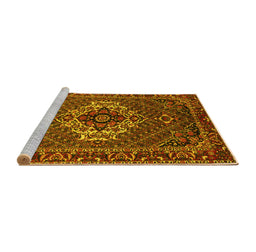 Sideview of Machine Washable Persian Yellow Traditional Rug, wshtr2251yw