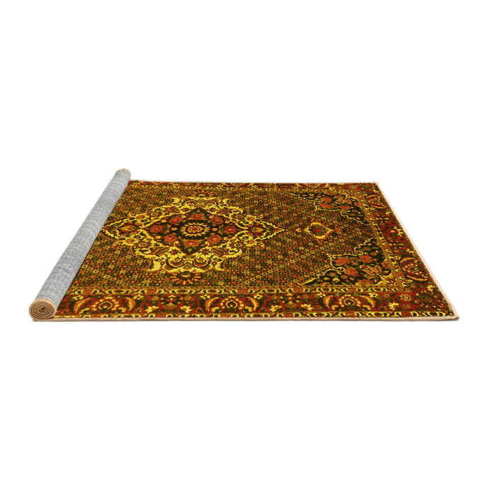 Sideview of Machine Washable Persian Yellow Traditional Rug, wshtr2251yw