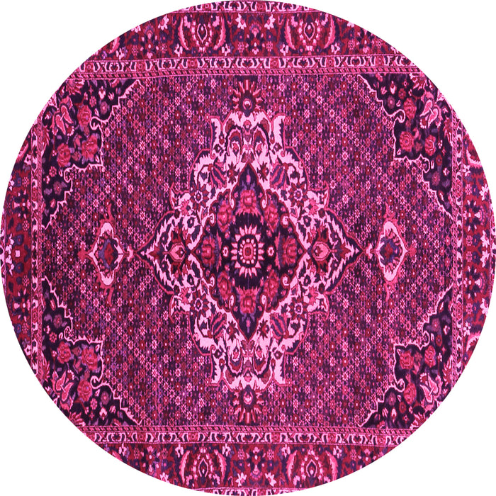 Round Machine Washable Persian Pink Traditional Rug, wshtr2251pnk