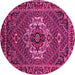 Round Machine Washable Persian Pink Traditional Rug, wshtr2251pnk