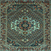 Square Machine Washable Persian Light Blue Traditional Rug, wshtr2251lblu