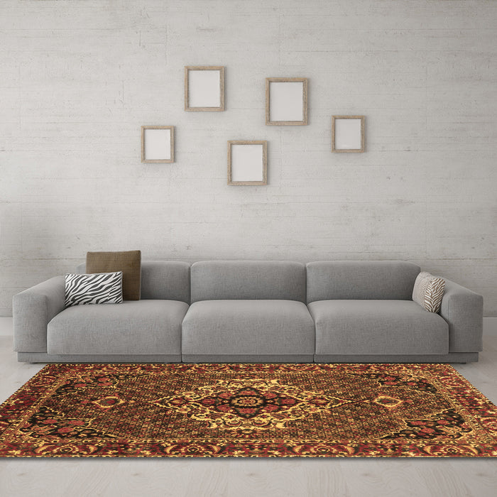 Machine Washable Persian Brown Traditional Rug in a Living Room,, wshtr2251brn