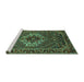 Sideview of Machine Washable Persian Turquoise Traditional Area Rugs, wshtr2251turq