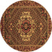 Round Machine Washable Persian Brown Traditional Rug, wshtr2251brn