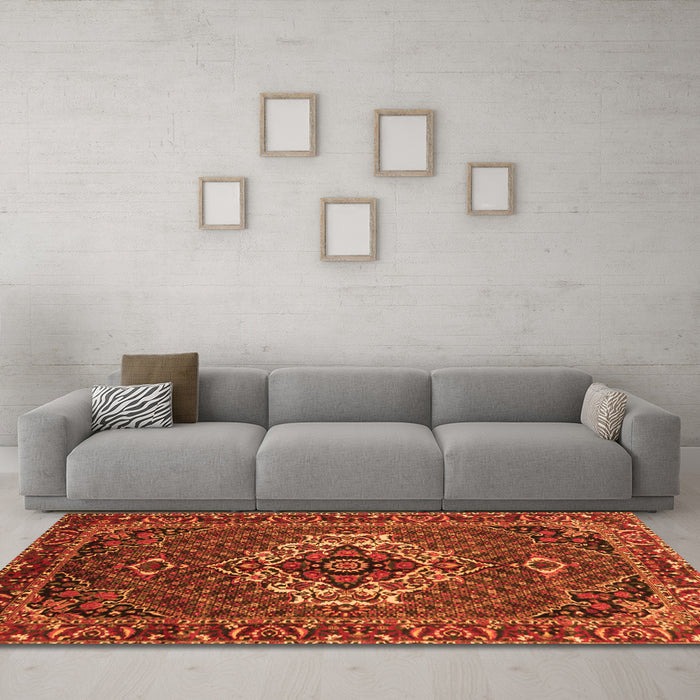Machine Washable Persian Orange Traditional Area Rugs in a Living Room, wshtr2251org