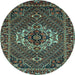 Round Persian Light Blue Traditional Rug, tr2251lblu