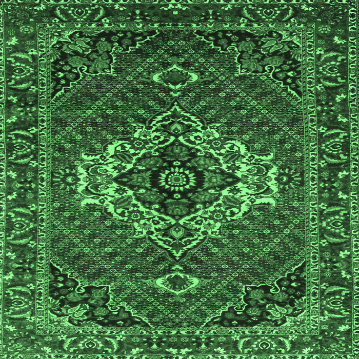 Square Persian Emerald Green Traditional Rug, tr2251emgrn