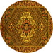 Round Machine Washable Persian Yellow Traditional Rug, wshtr2251yw