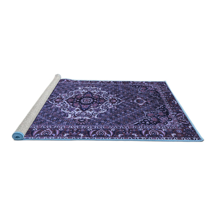 Sideview of Machine Washable Persian Blue Traditional Rug, wshtr2251blu
