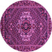 Round Machine Washable Persian Purple Traditional Area Rugs, wshtr2251pur