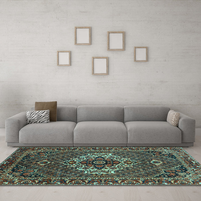 Machine Washable Persian Light Blue Traditional Rug in a Living Room, wshtr2251lblu