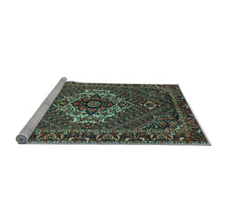 Sideview of Machine Washable Persian Light Blue Traditional Rug, wshtr2251lblu
