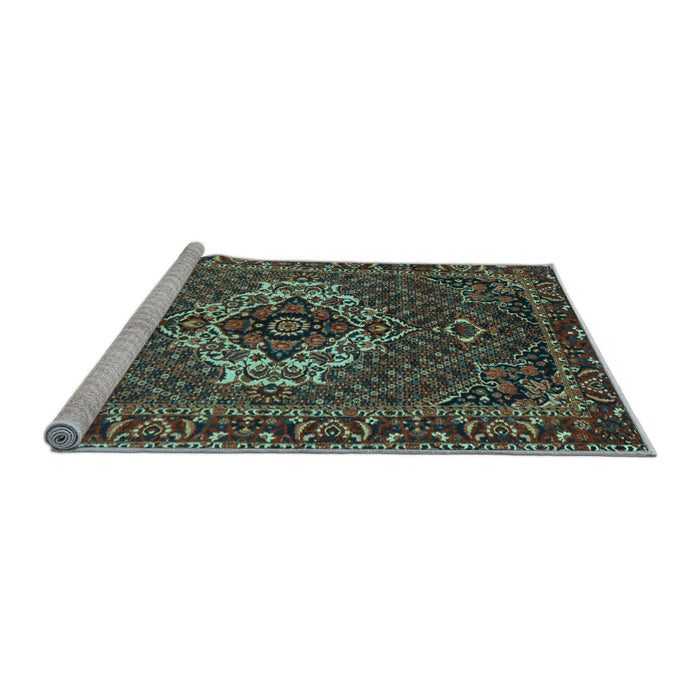 Sideview of Machine Washable Persian Light Blue Traditional Rug, wshtr2251lblu