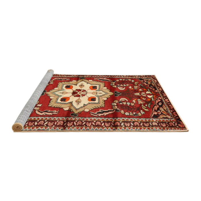 Sideview of Machine Washable Traditional Tomato Red Rug, wshtr2252