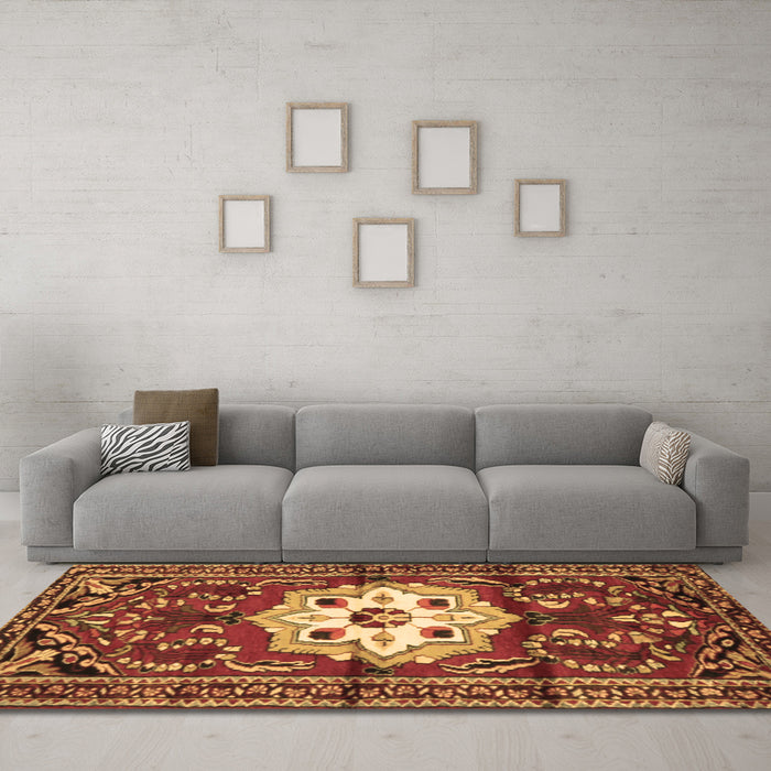 Machine Washable Persian Brown Traditional Rug in a Living Room,, wshtr2252brn