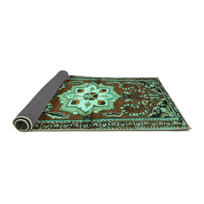 Sideview of Persian Turquoise Traditional Rug, tr2252turq