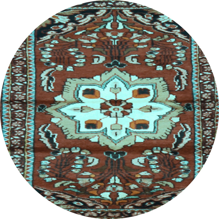 Round Machine Washable Persian Light Blue Traditional Rug, wshtr2252lblu