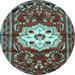 Round Machine Washable Persian Light Blue Traditional Rug, wshtr2252lblu