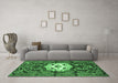 Machine Washable Persian Emerald Green Traditional Area Rugs in a Living Room,, wshtr2252emgrn