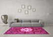 Machine Washable Persian Pink Traditional Rug in a Living Room, wshtr2252pnk