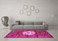 Machine Washable Persian Pink Traditional Rug, wshtr2252pnk