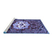 Sideview of Machine Washable Persian Blue Traditional Rug, wshtr2252blu