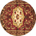 Round Machine Washable Persian Brown Traditional Rug, wshtr2252brn