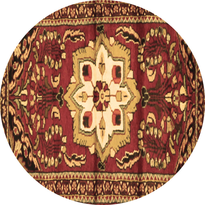 Round Persian Brown Traditional Rug, tr2252brn