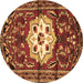 Round Persian Brown Traditional Rug, tr2252brn