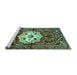 Sideview of Machine Washable Persian Turquoise Traditional Area Rugs, wshtr2252turq