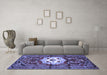 Machine Washable Persian Blue Traditional Rug in a Living Room, wshtr2252blu