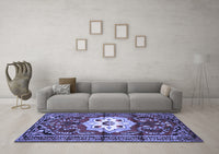 Machine Washable Persian Blue Traditional Rug, wshtr2252blu