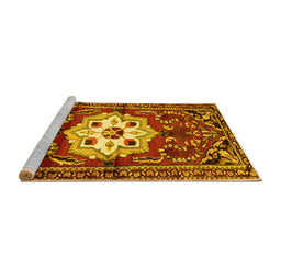 Sideview of Machine Washable Persian Yellow Traditional Rug, wshtr2252yw