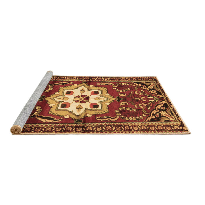 Sideview of Machine Washable Persian Brown Traditional Rug, wshtr2252brn