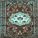 Square Machine Washable Persian Light Blue Traditional Rug, wshtr2252lblu