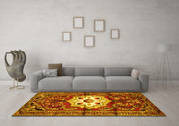 Machine Washable Persian Yellow Traditional Rug, wshtr2252yw