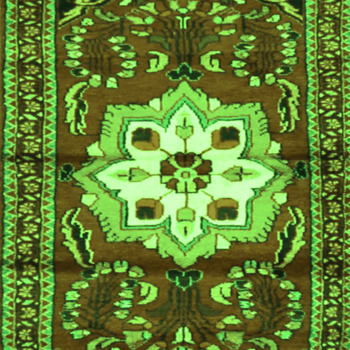Serging Thickness of Machine Washable Persian Green Traditional Area Rugs, wshtr2252grn