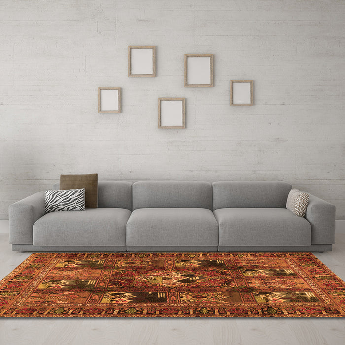 Machine Washable Persian Orange Traditional Area Rugs in a Living Room, wshtr2253org