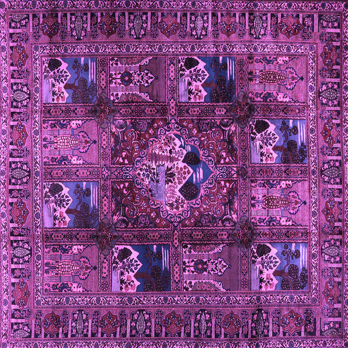 Square Machine Washable Persian Purple Traditional Area Rugs, wshtr2253pur