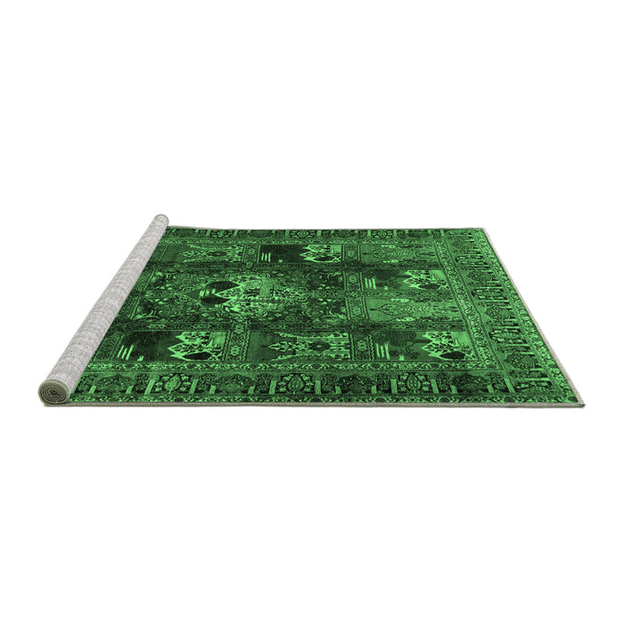 Sideview of Machine Washable Persian Emerald Green Traditional Area Rugs, wshtr2253emgrn