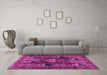 Machine Washable Persian Pink Traditional Rug in a Living Room, wshtr2253pnk