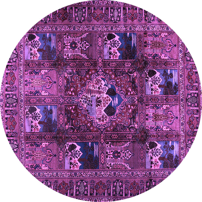 Round Persian Purple Traditional Rug, tr2253pur