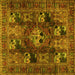 Square Machine Washable Persian Yellow Traditional Rug, wshtr2253yw