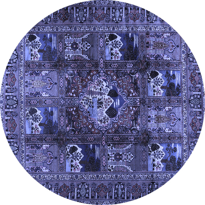 Round Persian Blue Traditional Rug, tr2253blu